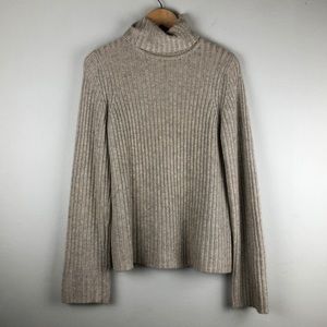Fal Beige Tan Cashmere Turtleneck Sweater Small